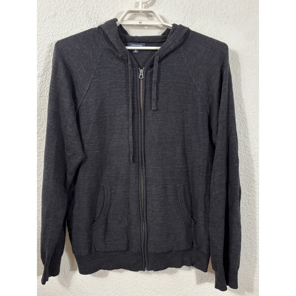 J.Crew/Jeans Full Zip Hoodie Mens XL‎ Heathered Black Raglan J7206